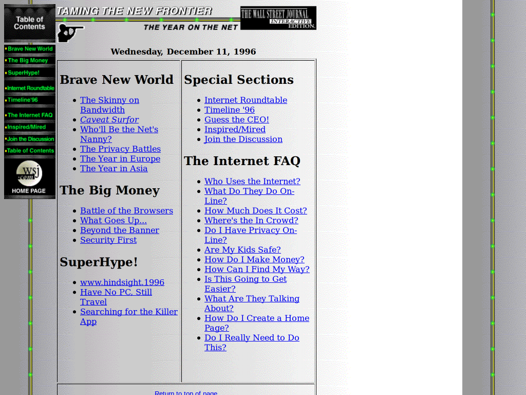 A Wall Street Journal site from 1996
